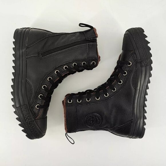 Converse Youth's CT Hi Hillcrest Black Leather Zip Boots Size 4US - Picture 6 of 8